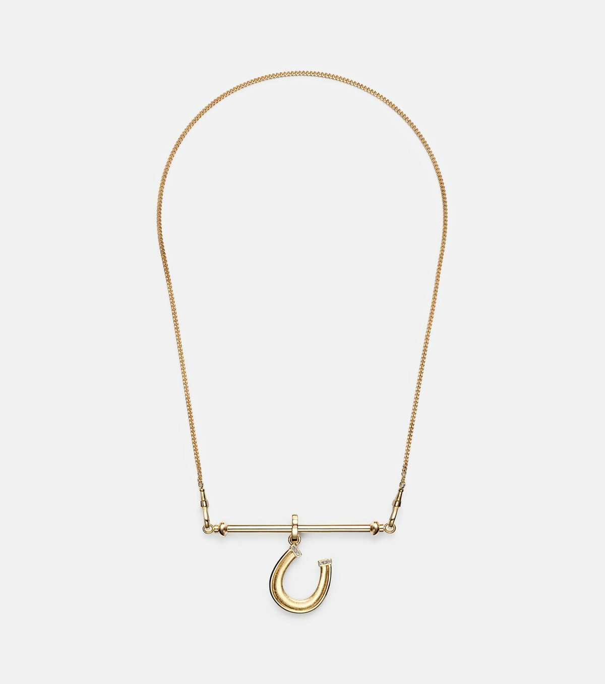 Marie Lichtenberg 18kt gold and leather pendant necklace with diamonds