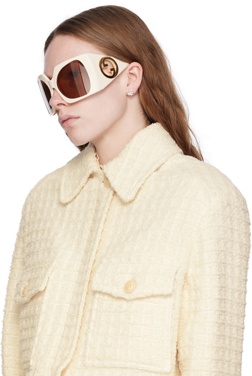 Gucci Off-White Square Sunglasses