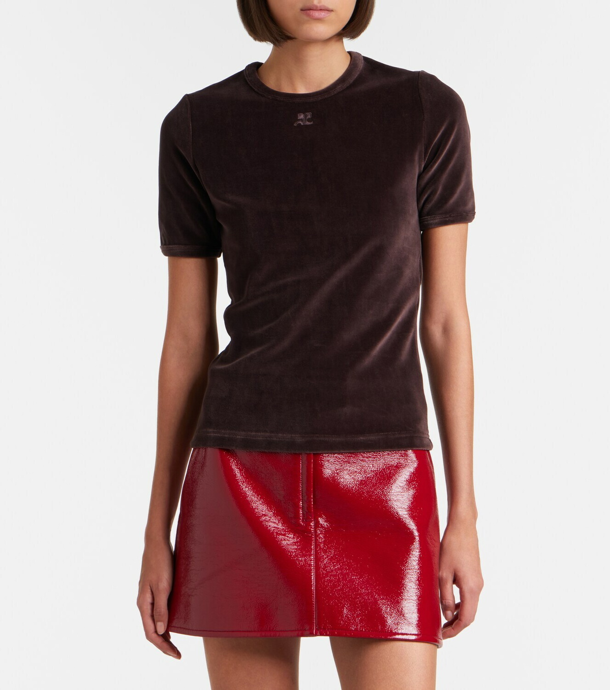 Courrèges Cotton-blend velvet T-shirt