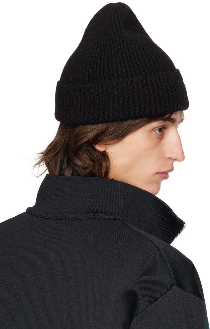 Burberry Black Ribbed Cashmere Beanie