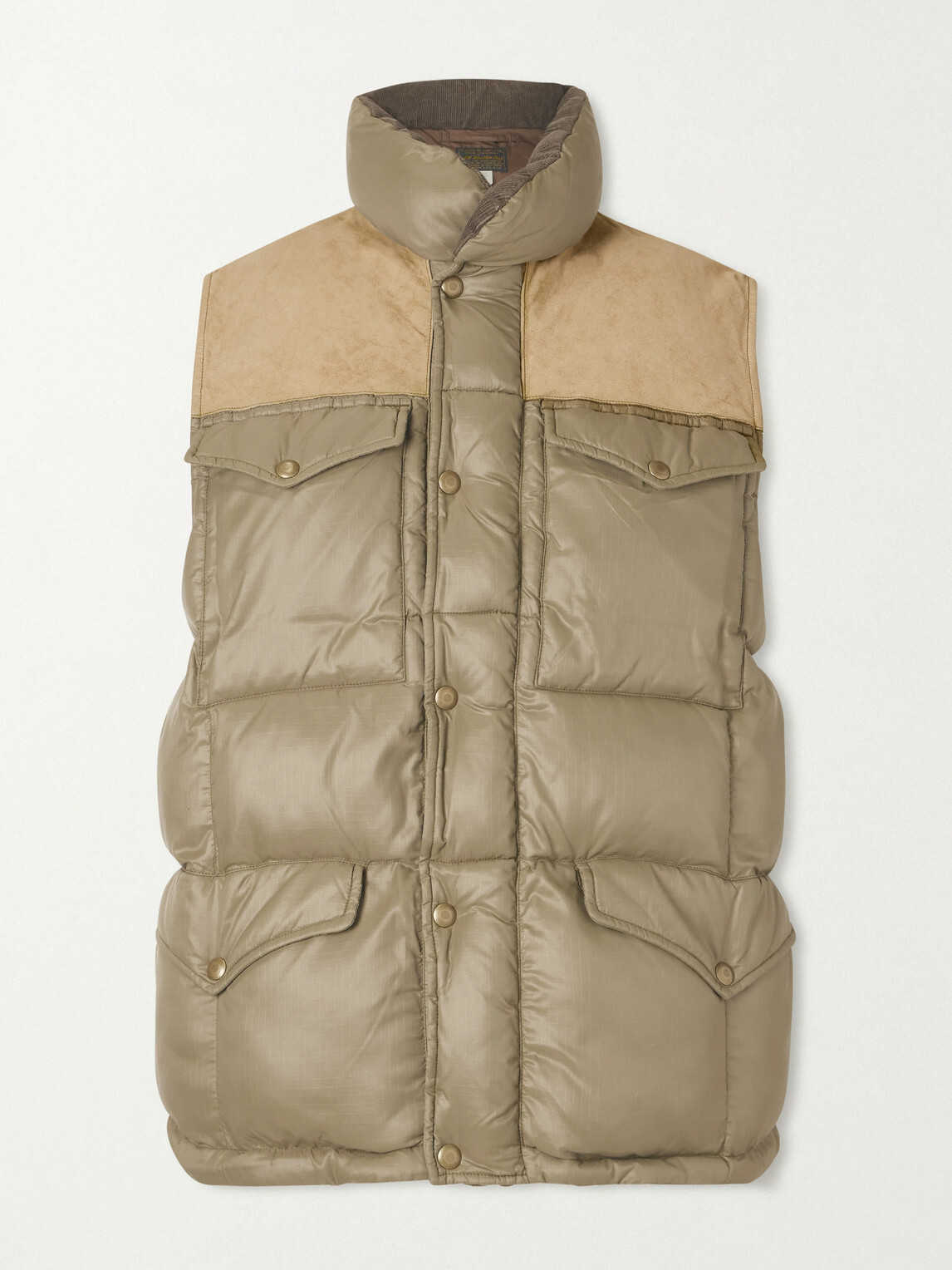 RRL - Suede-Trimmed Shell Gilet - Green