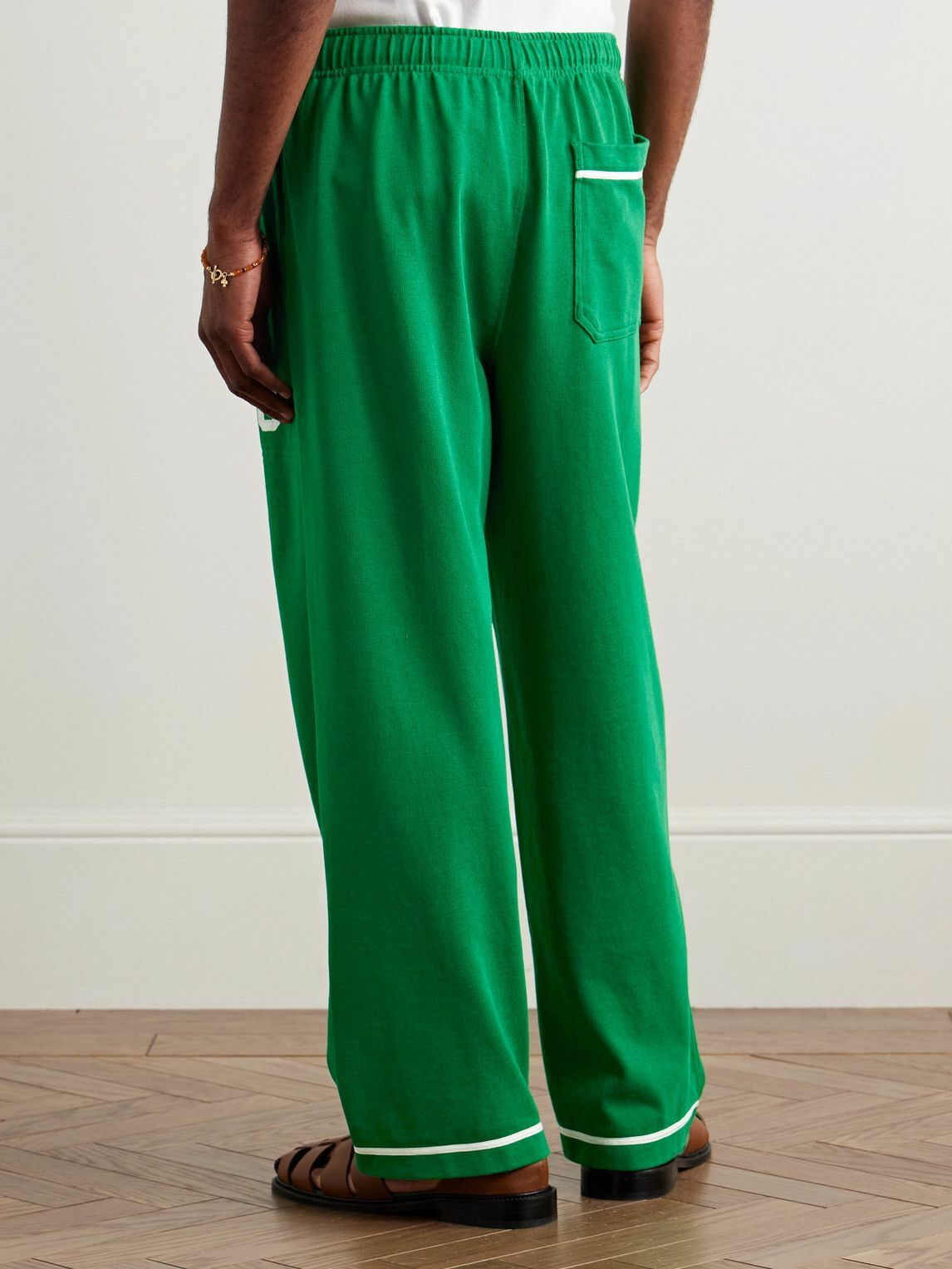 BODE - Sophomore Straight-Leg Appliquéd Cotton and Lyocell-Blend Jersey Sweatpants - Green