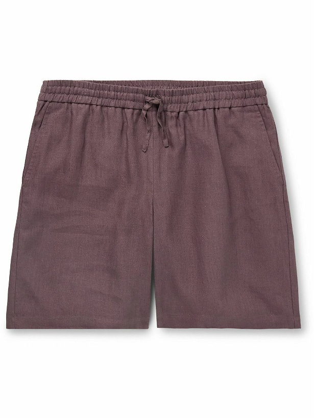 Photo: De Bonne Facture - Easy Straight-Leg Linen Drawstring Shorts - Purple