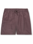 De Bonne Facture - Easy Straight-Leg Linen Drawstring Shorts - Purple