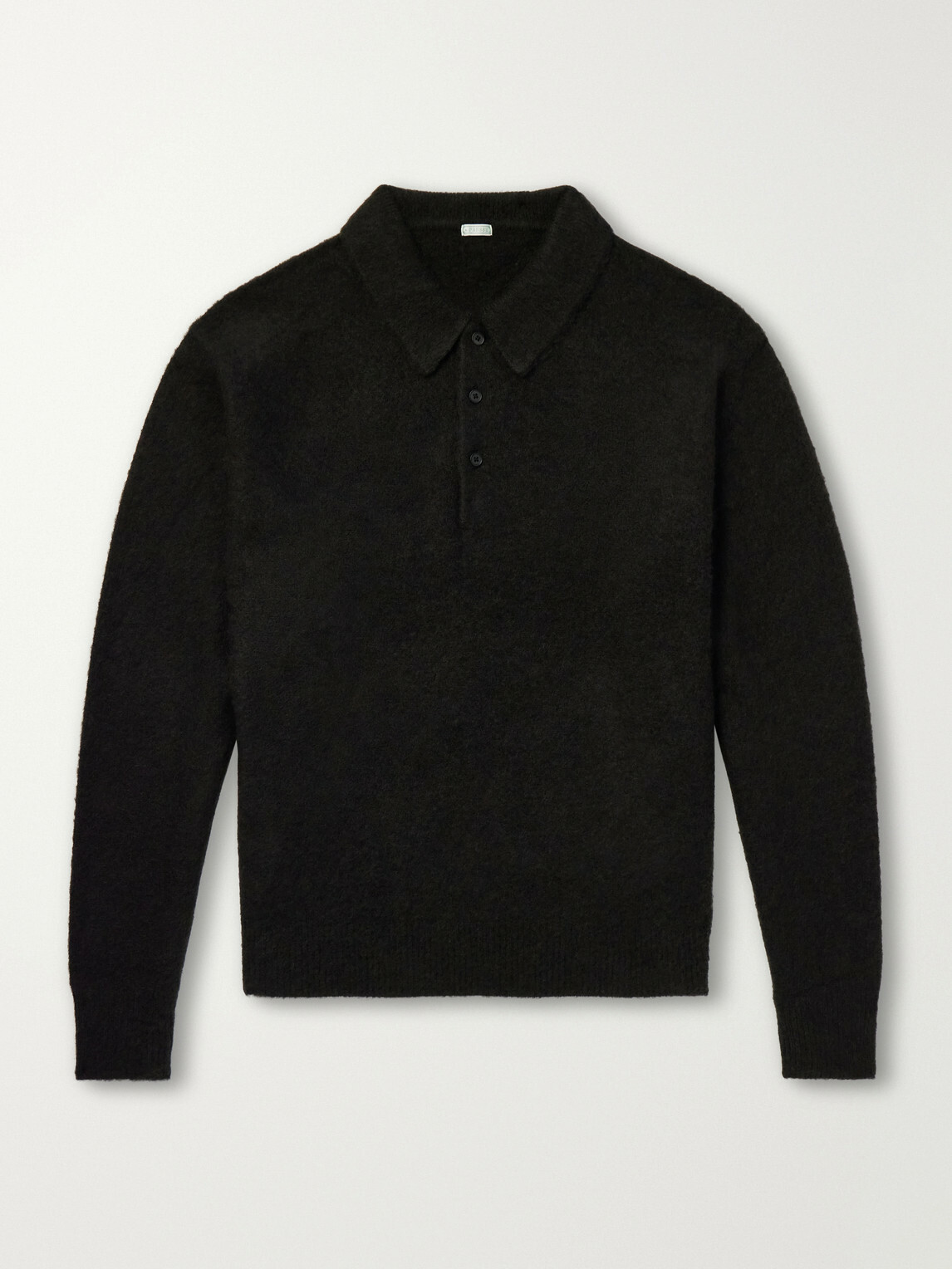 A.PRESSE - Brushed Cashmere Polo Sweater - Black