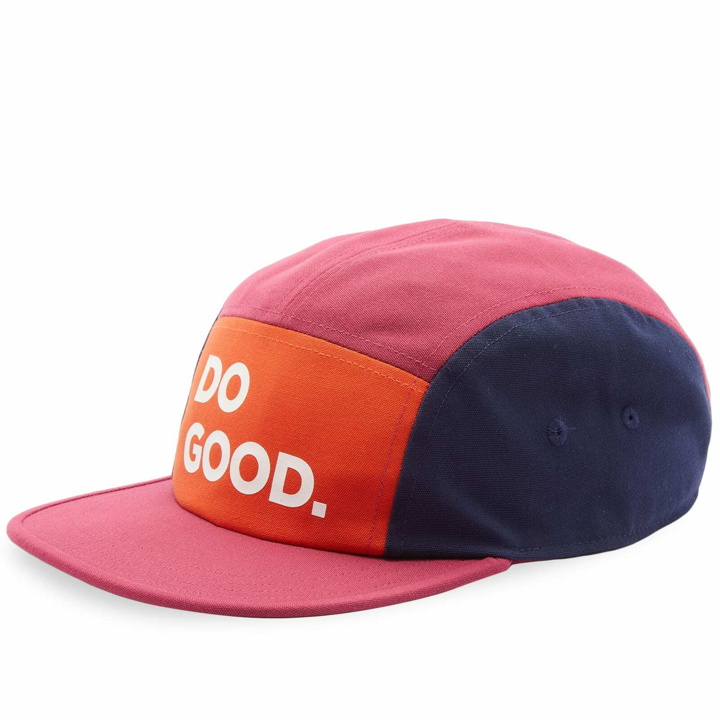 Photo: Cotopaxi Men's Do Good 5-Panel Cap in Canyon/Raspberry