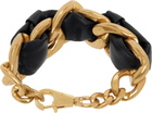 Balmain Golf & Black 1945 Soft Chain Leather Bracelet