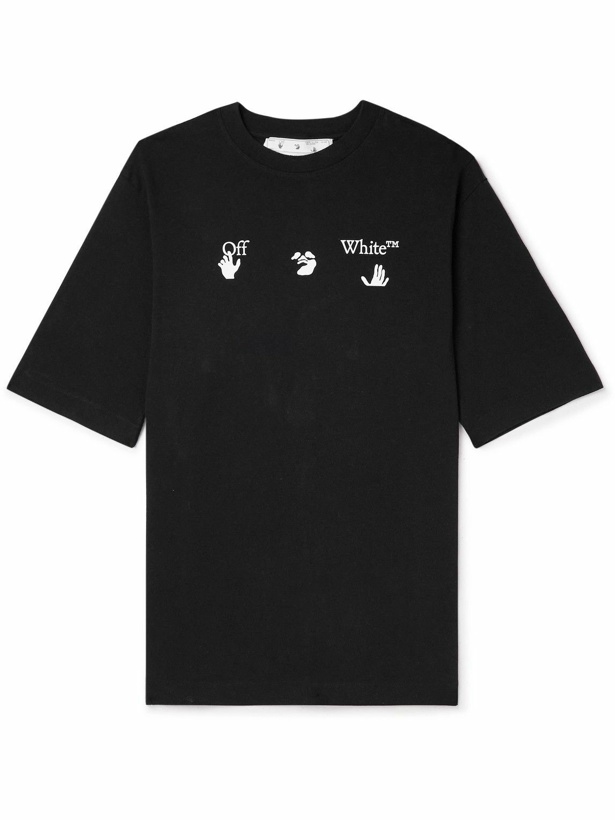 Photo: Off-White - Printed Cotton-Blend Jersey T-Shirt - Black