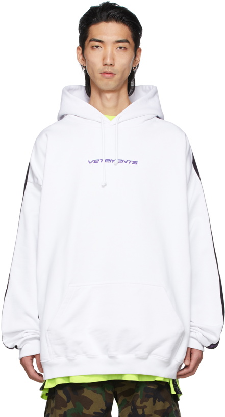 Photo: VETEMENTS White Logo Tape Hoodie