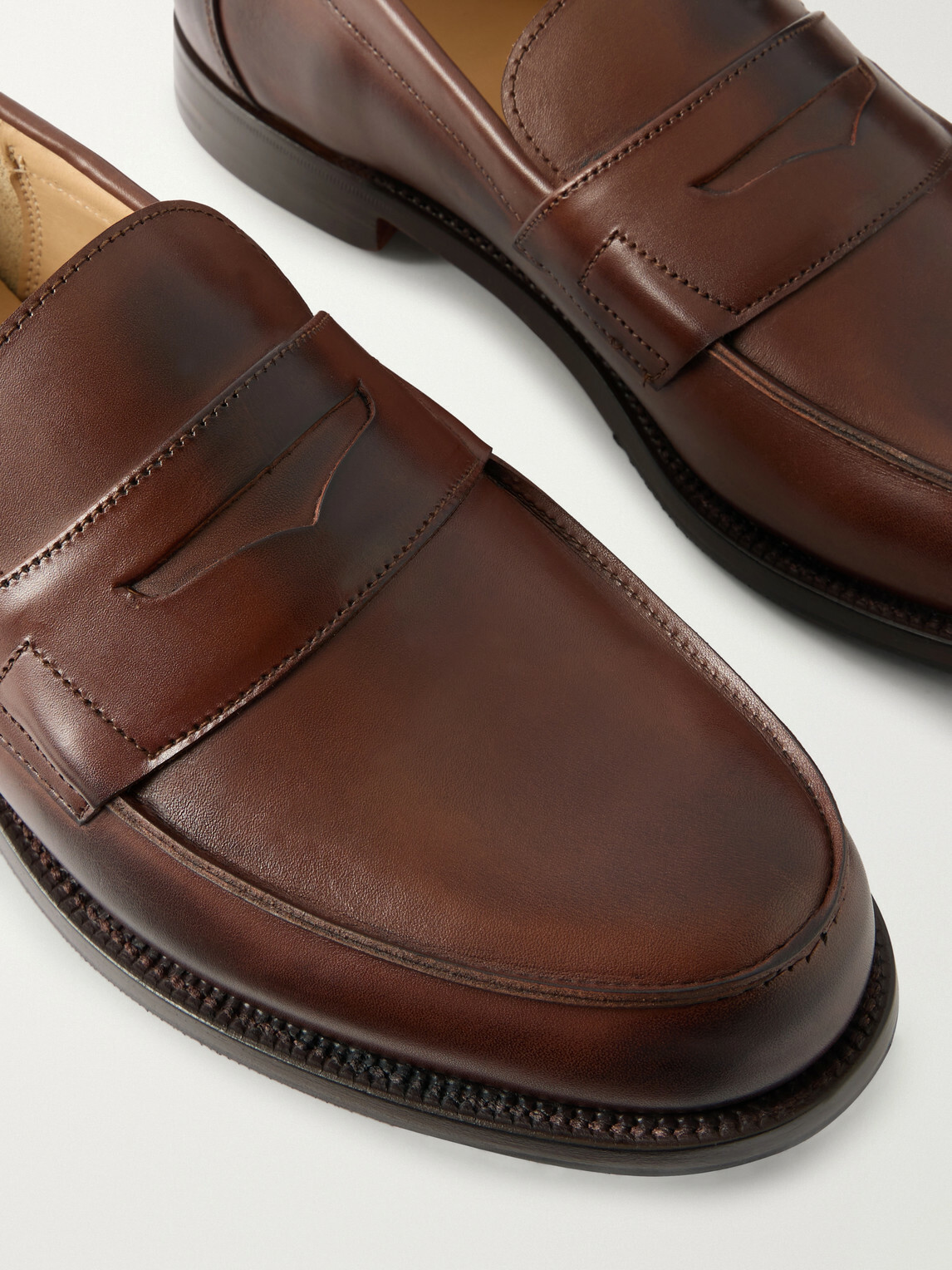 Grenson - Epsom Leather Penny Loafers - Brown