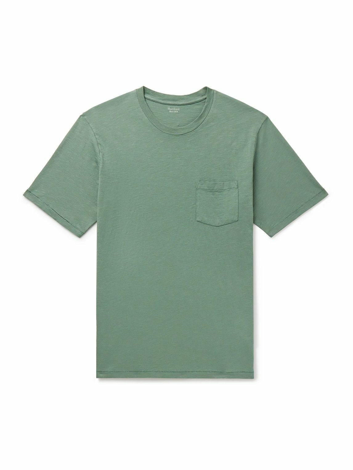 Photo: Hartford - Pocket Garment-Dyed Slub Cotton-Jersey T-Shirt - Green