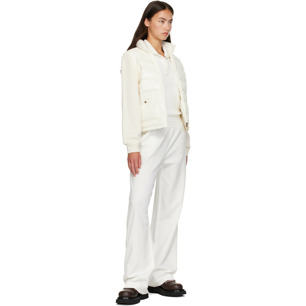 Moncler White Logo Cotton Blend Sweatpants