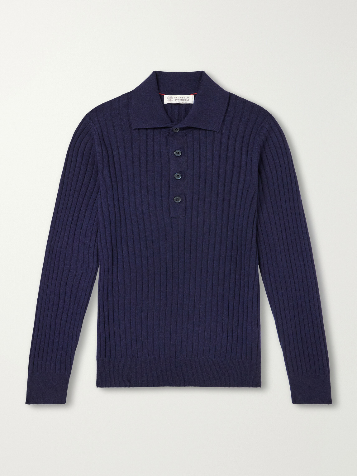 Brunello Cucinelli - Ribbed Cashmere Polo Shirt - Blue
