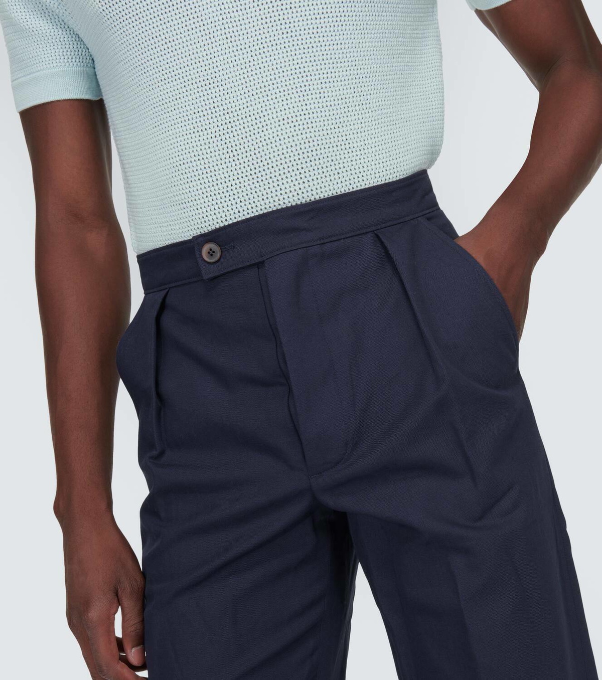 King & Tuckfield Pleated cotton and linen pants