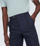 King & Tuckfield Pleated cotton and linen pants