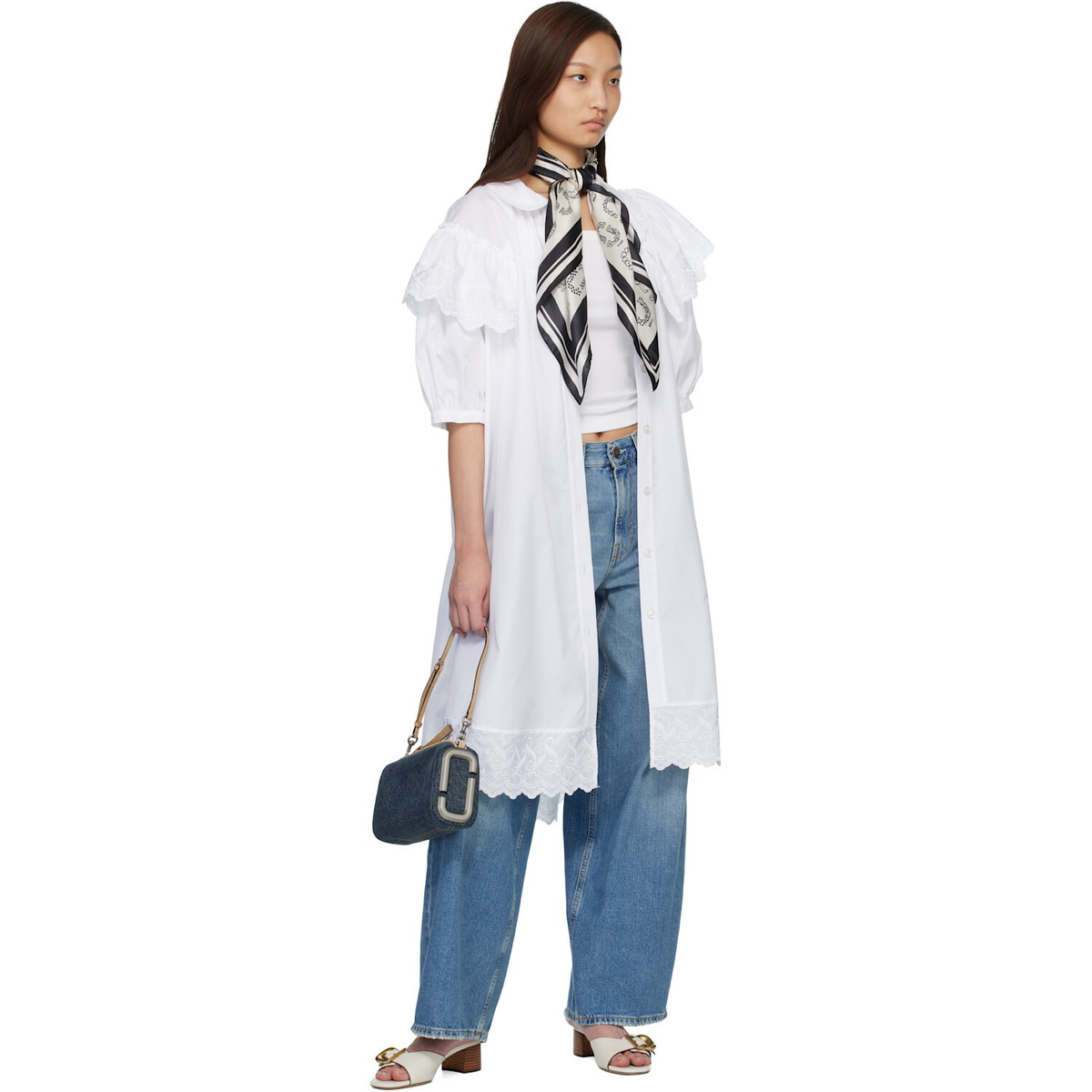 Marc Jacobs Off-White & Black J Marc Square Scarf