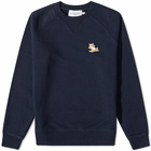 Maison Kitsuné Men's Chillax Fox Patch Classic Crew Sweat in Navy