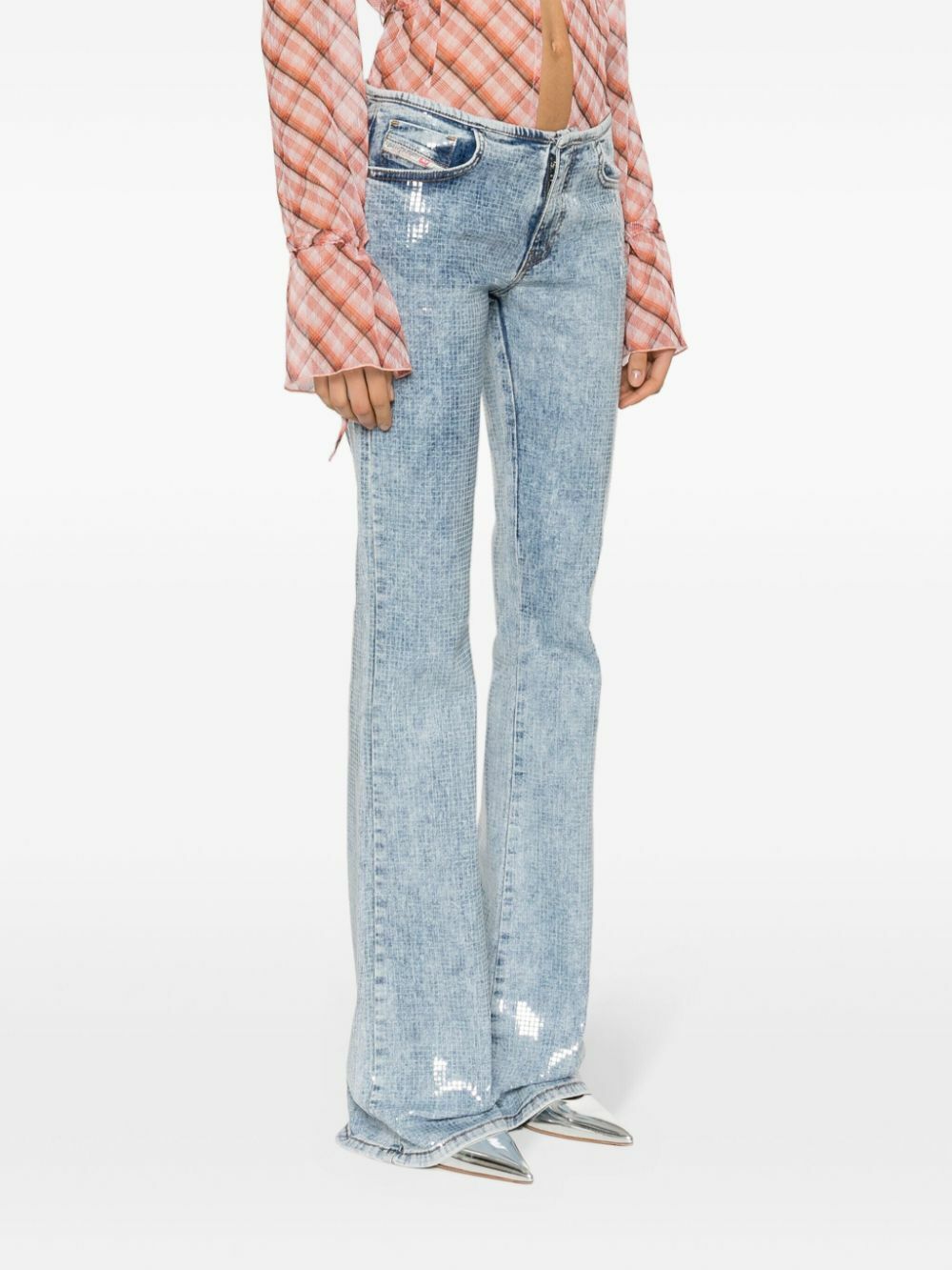 Diesel Blue Low Rise Sequin Flared Jeans