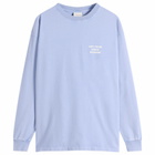 Drôle de Monsieur Men's Washed Long Sleeve Slogan T-shirt in Blue