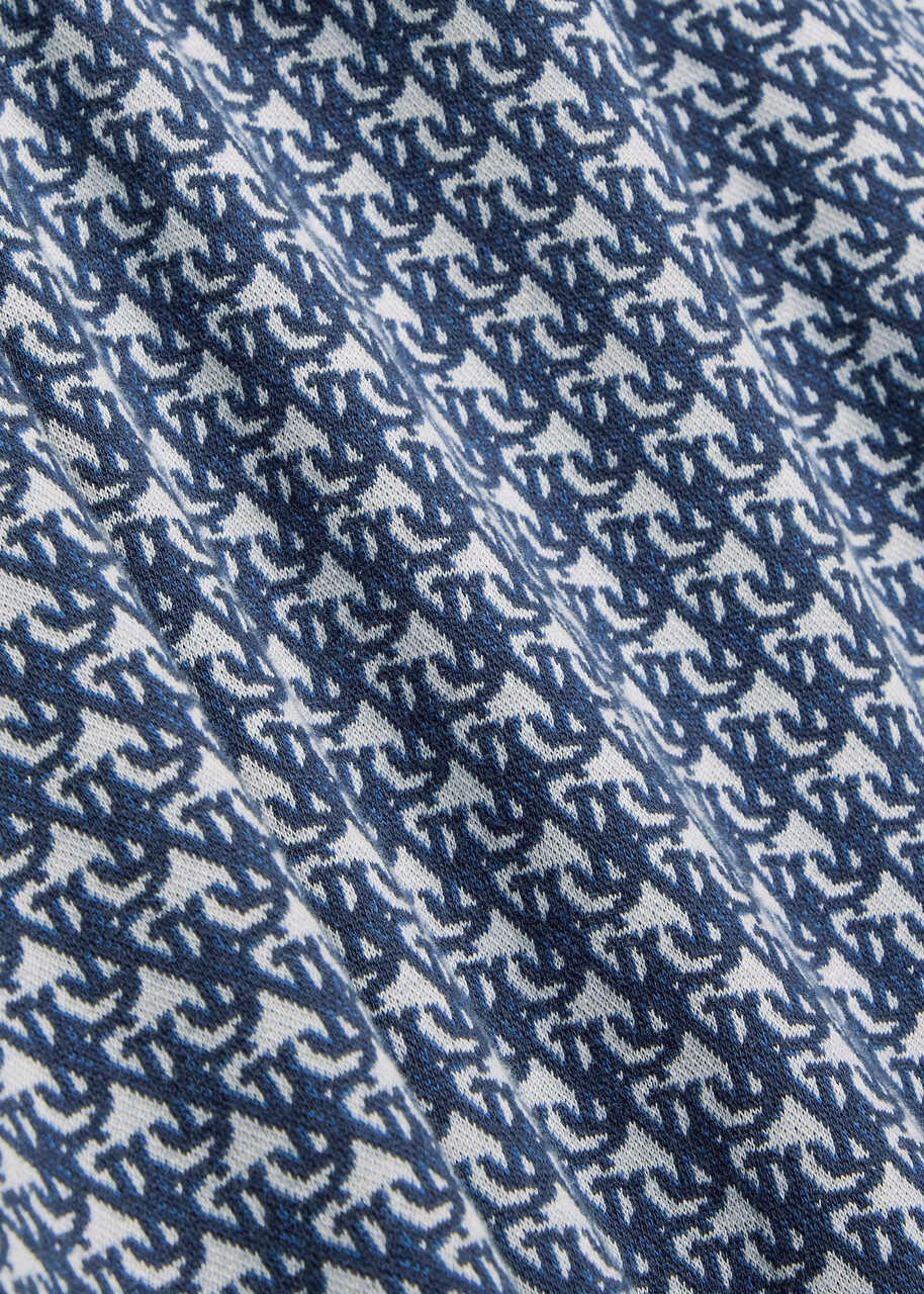 Sandbanks Monogram-intarsia Cotton-knit Polo Shirt Navy