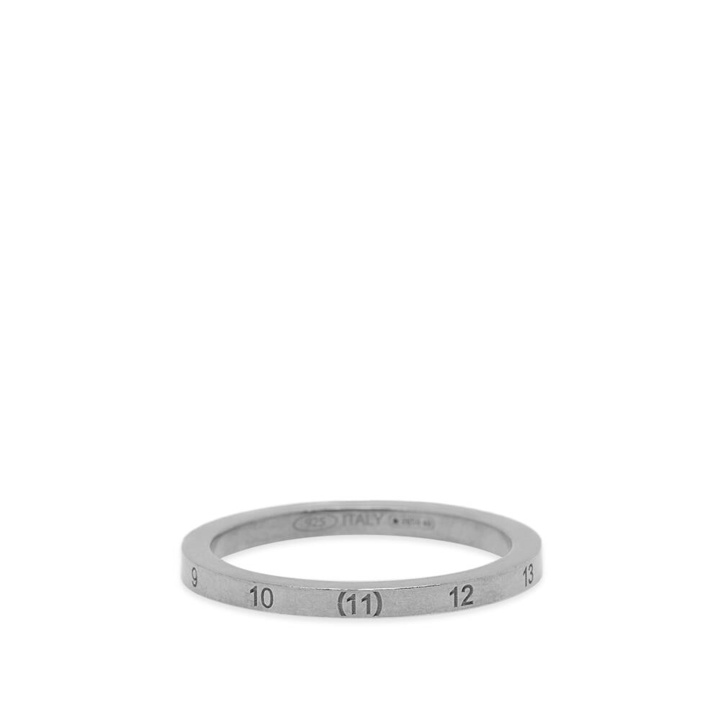 Photo: Maison Margiela Men's Embossed Number Logo Slim Band Ring in Silver