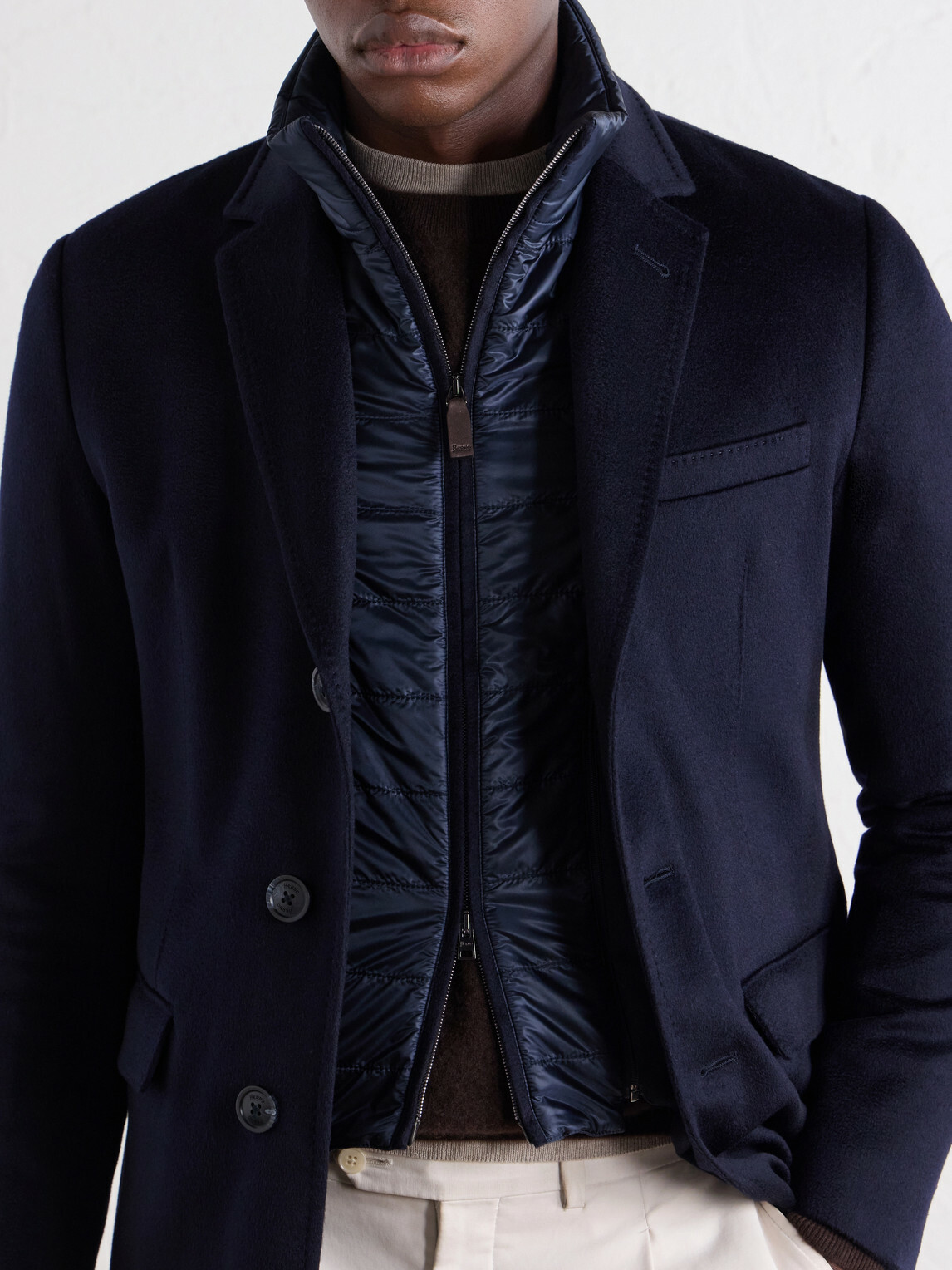Herno - Detachable Shell-Lined Woven-Cashmere Coat - Blue