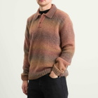 Palmes Men's Alpaca Long Sleeve Knit Polo in Brown