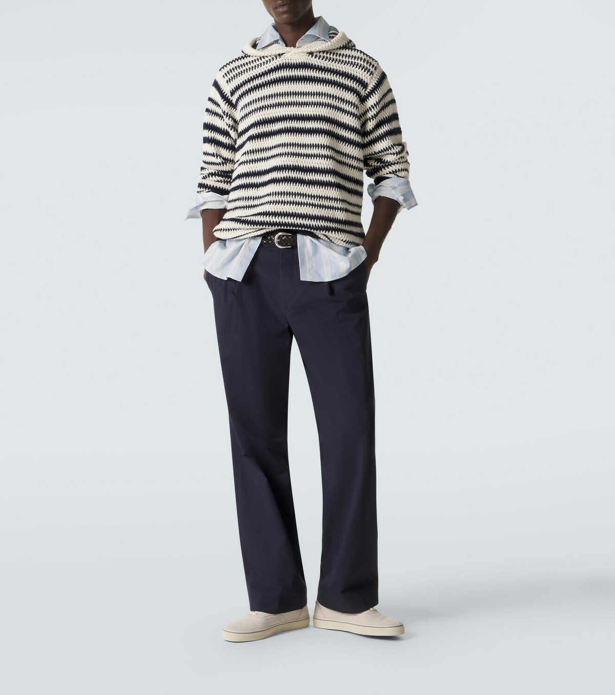 Orlebar Brown Kirk striped crochet cotton hoodie