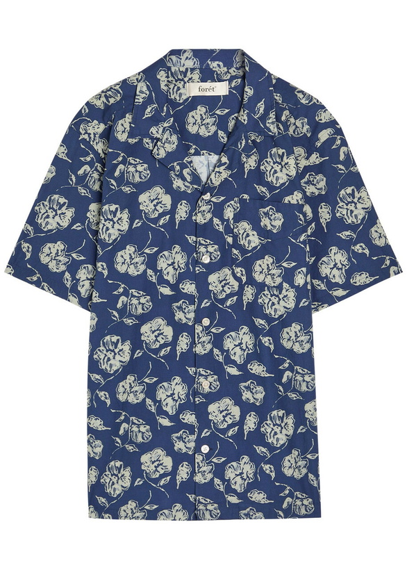 Photo: Forét Floral-print Cotton Shirt Navy