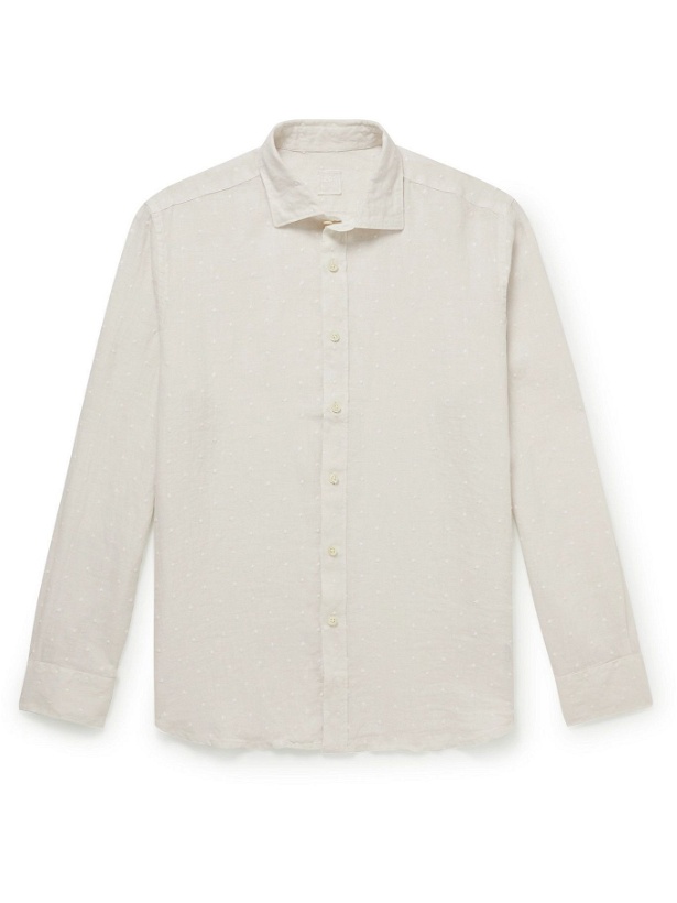 Photo: 120% - Slim-Fit Embroidered Linen Shirt - White