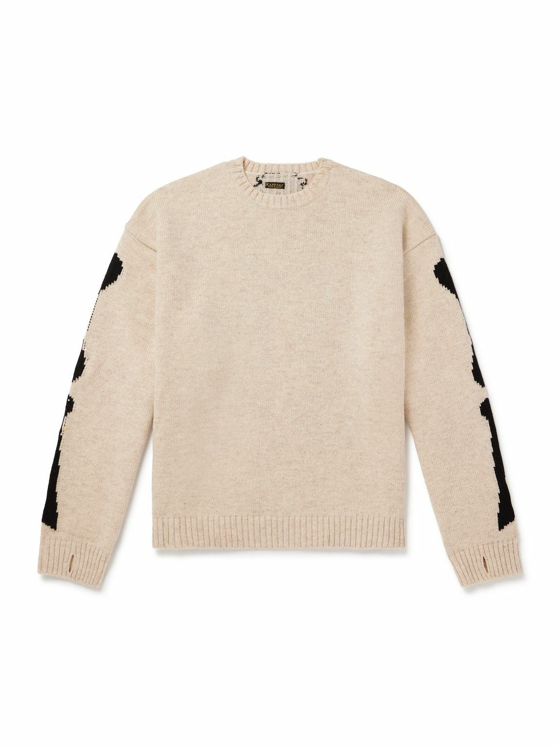 KAPITAL - Oversized Intarsia Wool Sweater - Neutrals KAPITAL