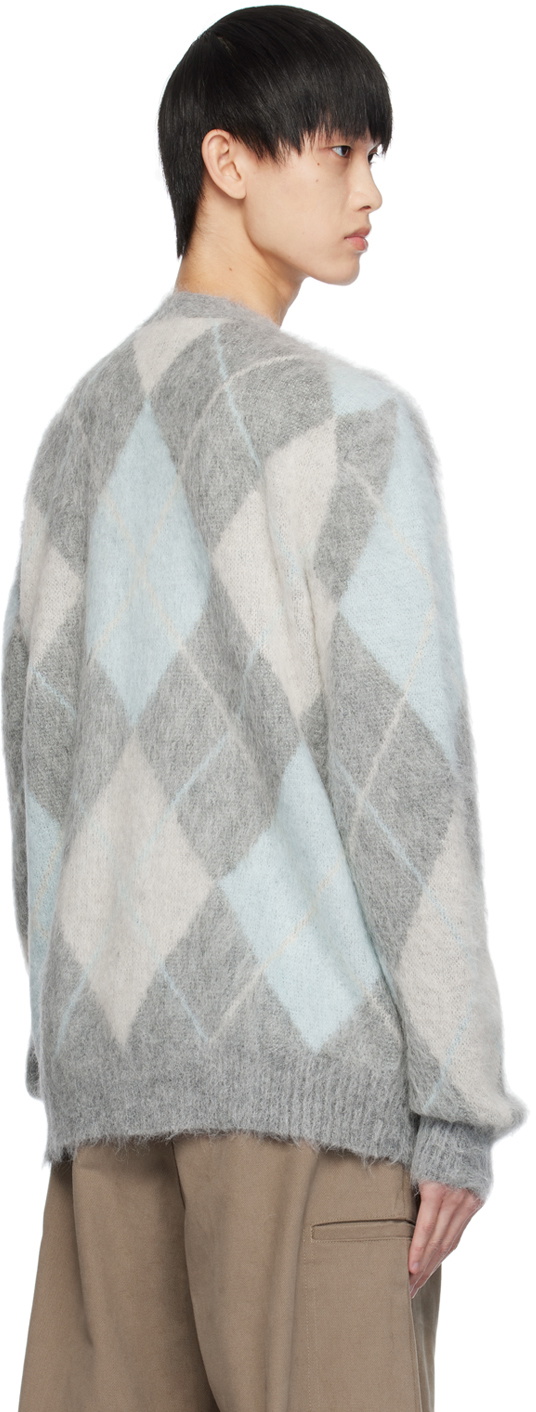 AMI Alexandre Mattiussi Gray Argyle Cardigan