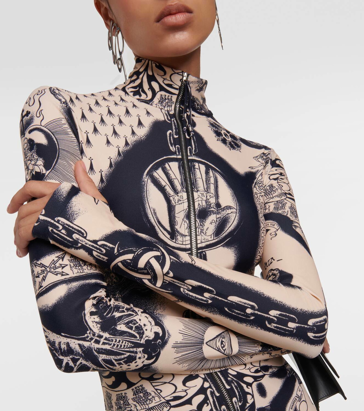 Jean Paul Gaultier Tattoo Collection printed jersey catsuit Jean