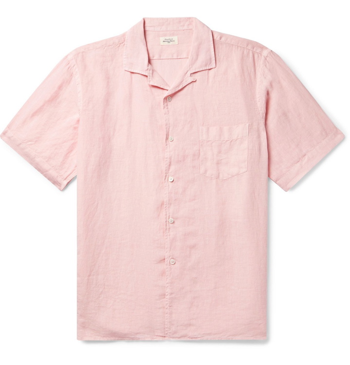 Photo: Hartford - Camp-Collar Slub Linen Shirt - Pink