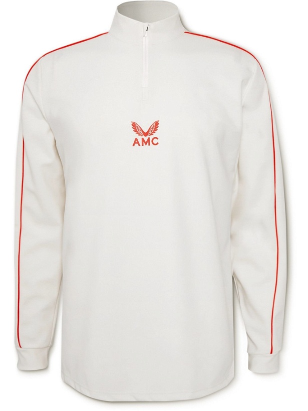 Photo: Castore - AMC Woolmark Logo-Print Wool-Blend Jersey Half-Zip Tennis Shirt - White