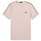 Fred Perry Men's Contrast Tape Ringer T-Shirt in Dusty Rose Pink/Black