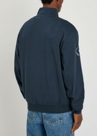 Malbon Collegiate Logo Half-zip Cotton Sweatshirt Navy