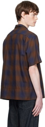 Toga Virilis Brown & Blue Ombre Check Short Sleeve Shirt