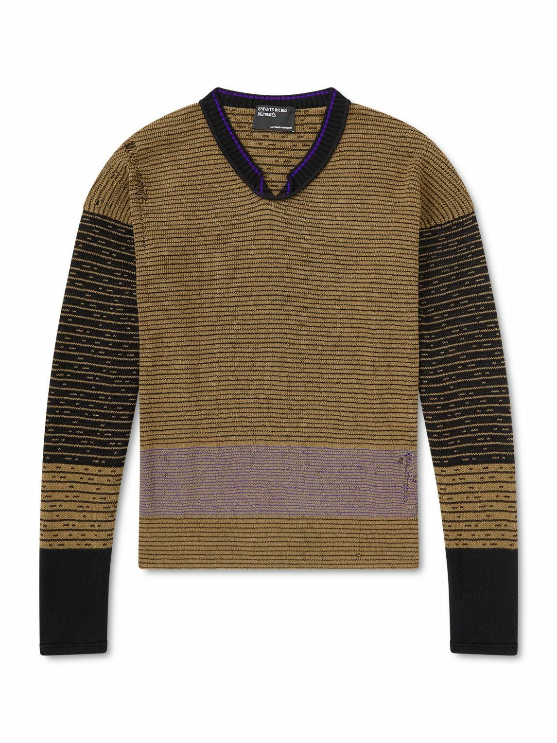 Enfants Riches Déprimés - Go Ask Alice Striped Cotton Sweater - Yellow