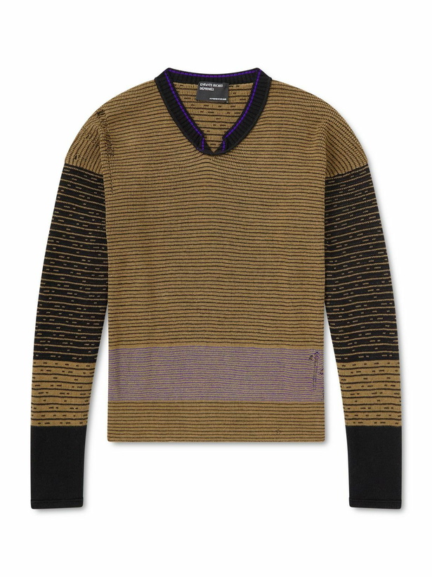 Photo: Enfants Riches Déprimés - Go Ask Alice Striped Cotton Sweater - Yellow