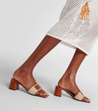 Versace Theia Barocco leather-trimmed raffia mules