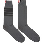 Thom Browne Grey 4-Bar Mid-Calf Socks
