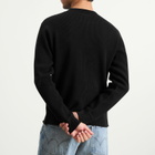 BEAMS Men's Waffle Crew Neck Sweatshirt in Black