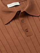 Giuliva Heritage - Tazio Ribbed Cotton Polo Shirt - Brown