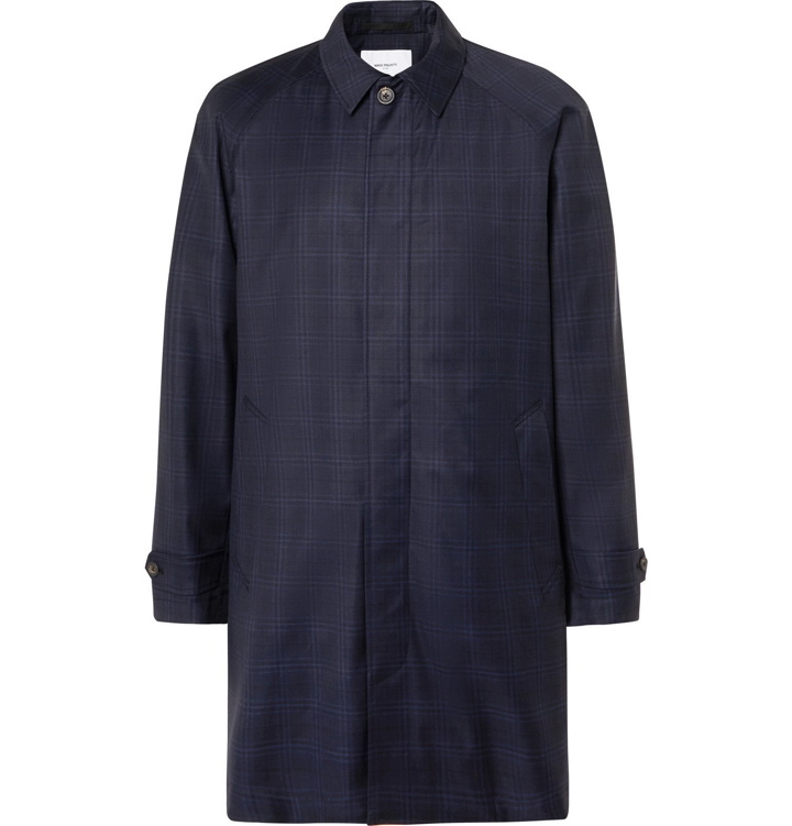 Photo: Norse Projects - Svalbard Checked Storm System Wool Coat - Blue
