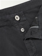 Brunello Cucinelli - Straight-Leg Logo-Embroidered Cotton-Gabardine Trousers - Gray