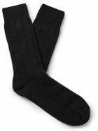 Anderson & Sheppard - Ribbed-Knit Socks - Black