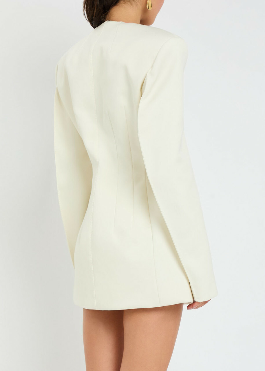 Wardrobe.nyc X Rhw Double-breasted Wool-blend Mini Blazer Dress Ivory WARDROBE.NYC Wardrobe.nyc X Rhw Double-breasted Wool-blend Mini Blazer Dress Ivory WARDROBE.NYC