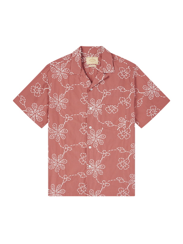 Photo: Portuguese Flannel - Compota Embroidered Cotton-Blend Shirt - Red