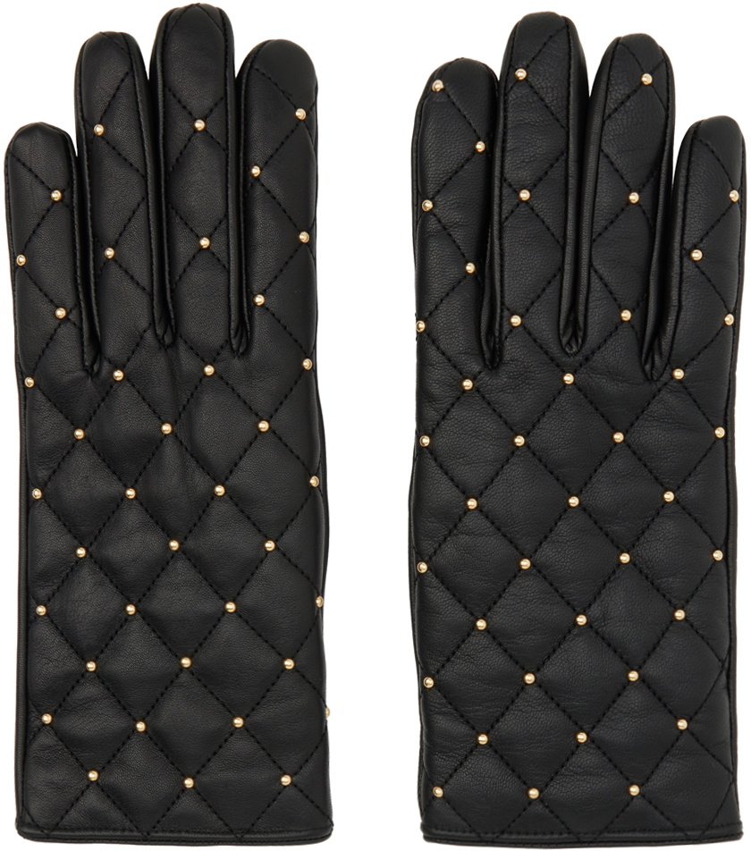 Ernest W. Baker Black Studded Gloves Ernest W. Baker